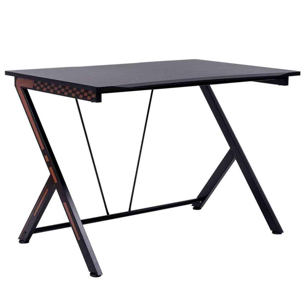 Black MDF and Steel Gaming Desk with Large Desktop