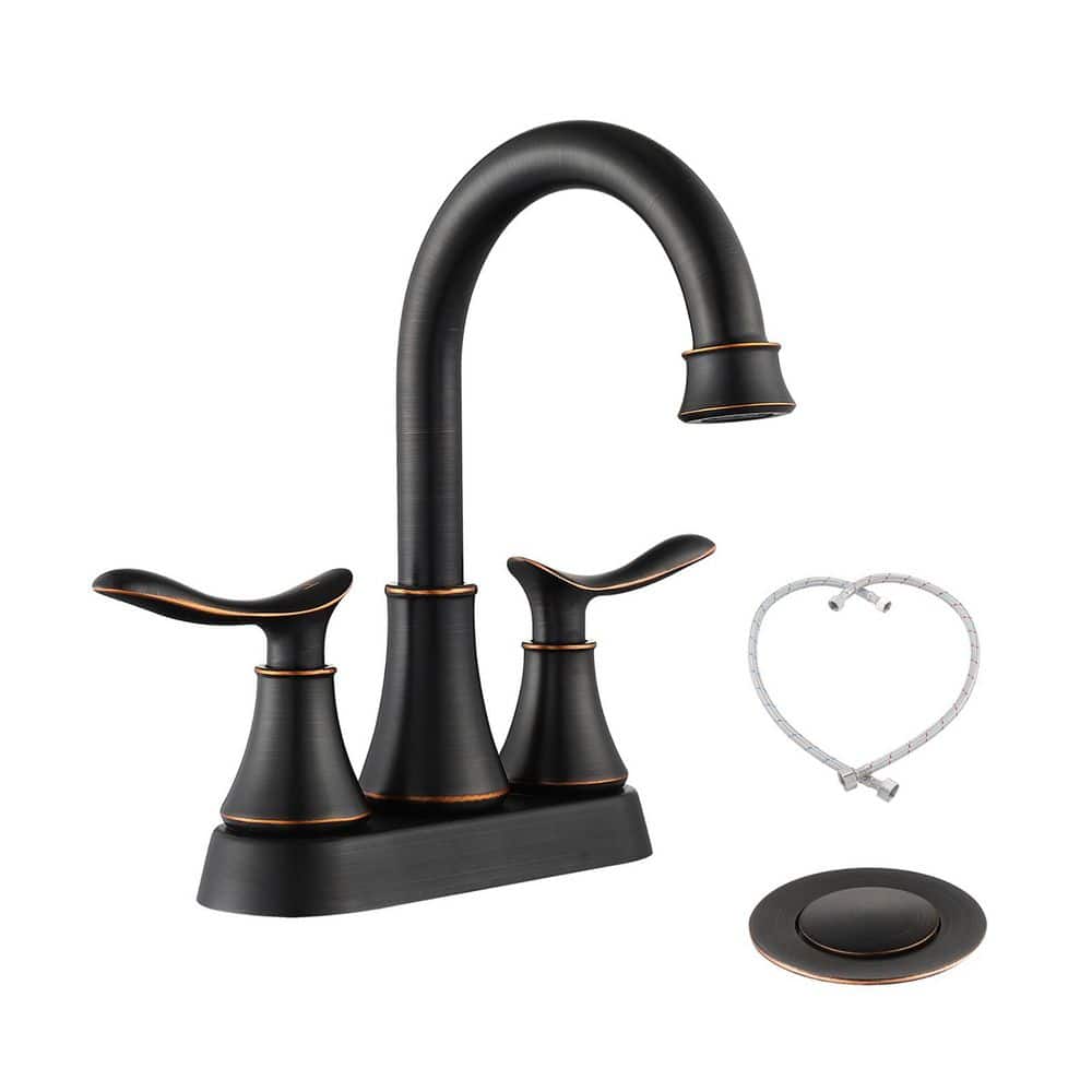 Rotatable 4 in. Centerset Double Handle Bathroom Faucet with Drain Kit Included in Oil Rubbed Bronze price history on PriceWatchPro