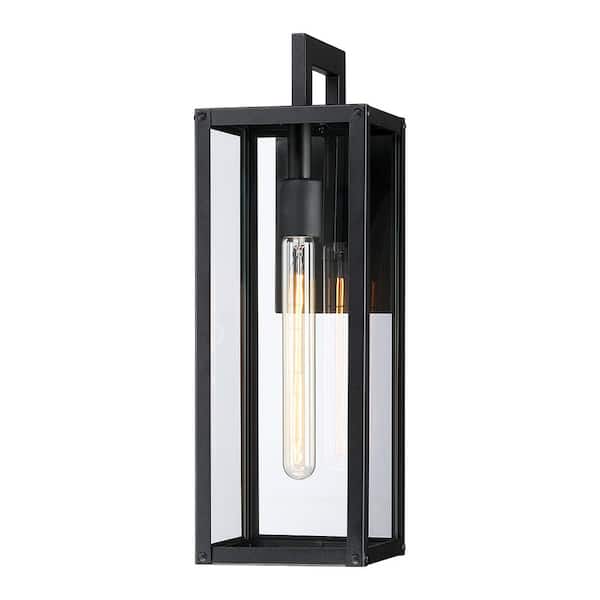 TRUE FINE Trevot 1-Light 18.5 in. Black Outdoor Wall Lantern Sconce