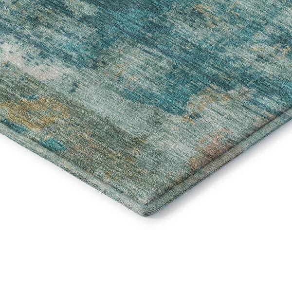 Mayfield Premium Machine Washable Abstract AMF2147 Teal 2 ft. x 3 ft. Accent Rug