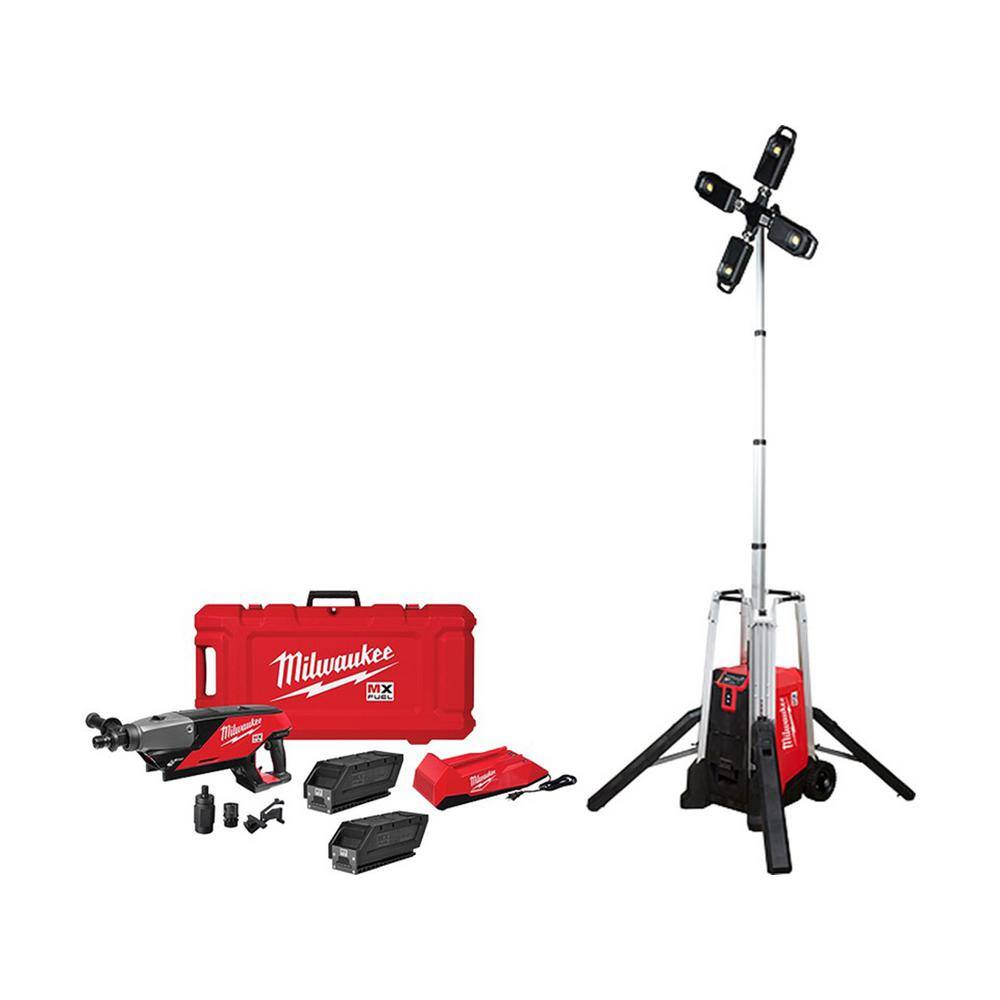 Milwaukee MX FUEL ROCKET Tower Light/Charger and MX FUEL Lithium-Ion  Cordless Handheld Core Drill Kit MXF041-1XC-MXF301-2CP The Home Depot