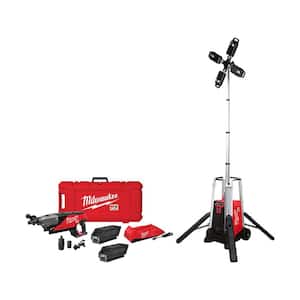 MX FUEL ROCKET Tower Light/Charger and MX FUEL Lithium-Ion Cordless Handheld Core Drill Kit