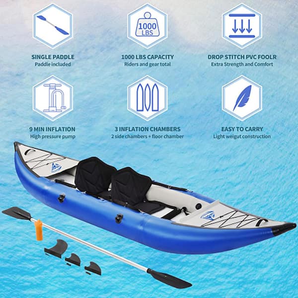HOTEBIKE 12 ft. Inflatable Kayak Set with Paddle & Air Pump