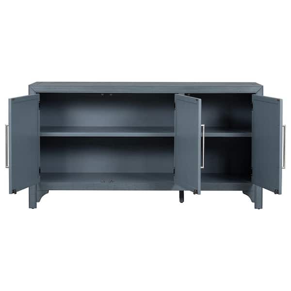 Navy Blue Wood 60 in. Sideboards with Adjustable Shelve