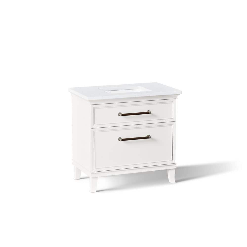 Artifacts 36 in. Freestanding Linen White Bath Vanity with White Eternal Statuario Quartz Top And Nickel Hardware price history on PriceWatchPro