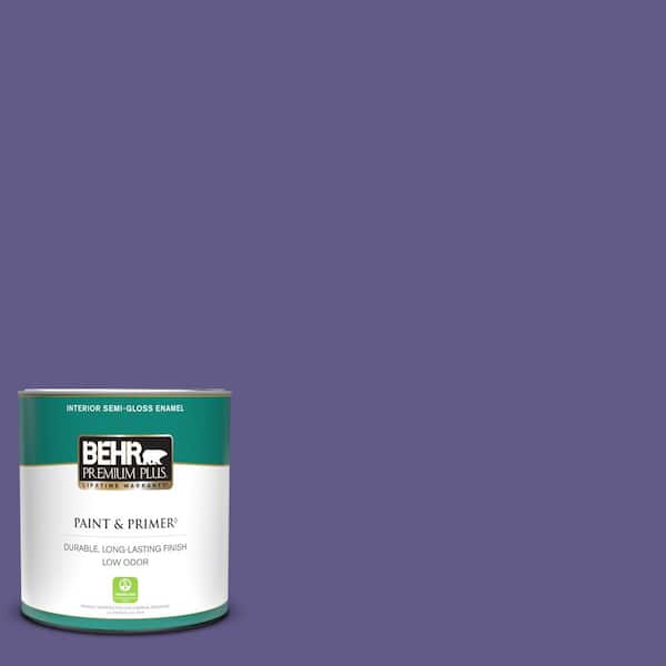 BEHR PREMIUM PLUS 1 qt. #S-G-640 Purple Balloon Semi-Gloss Enamel Low Odor Interior Paint & Primer