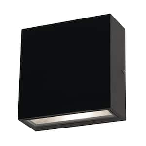 Dexter 1-Light Black LED Outdoor Wall Lantern Sconce with Glass Shade