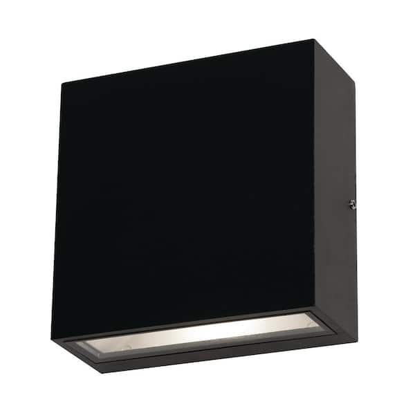 AFX Dexter 1-Light Black LED Outdoor Wall Lantern Sconce with Glass Shade