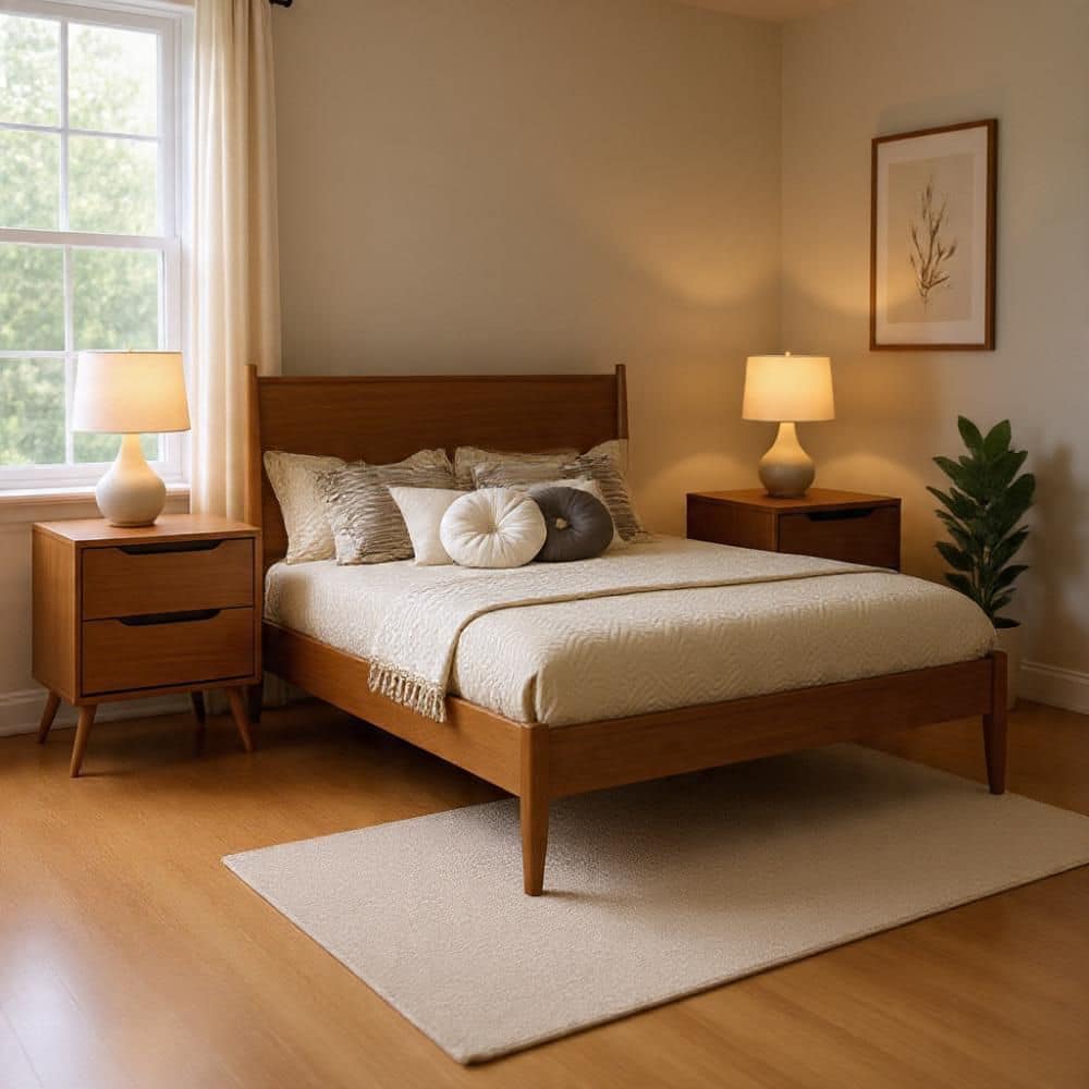 3-Piece Oak Brown Wood Queen Bedroom Set with 2-Nightstands price history on PriceWatchPro