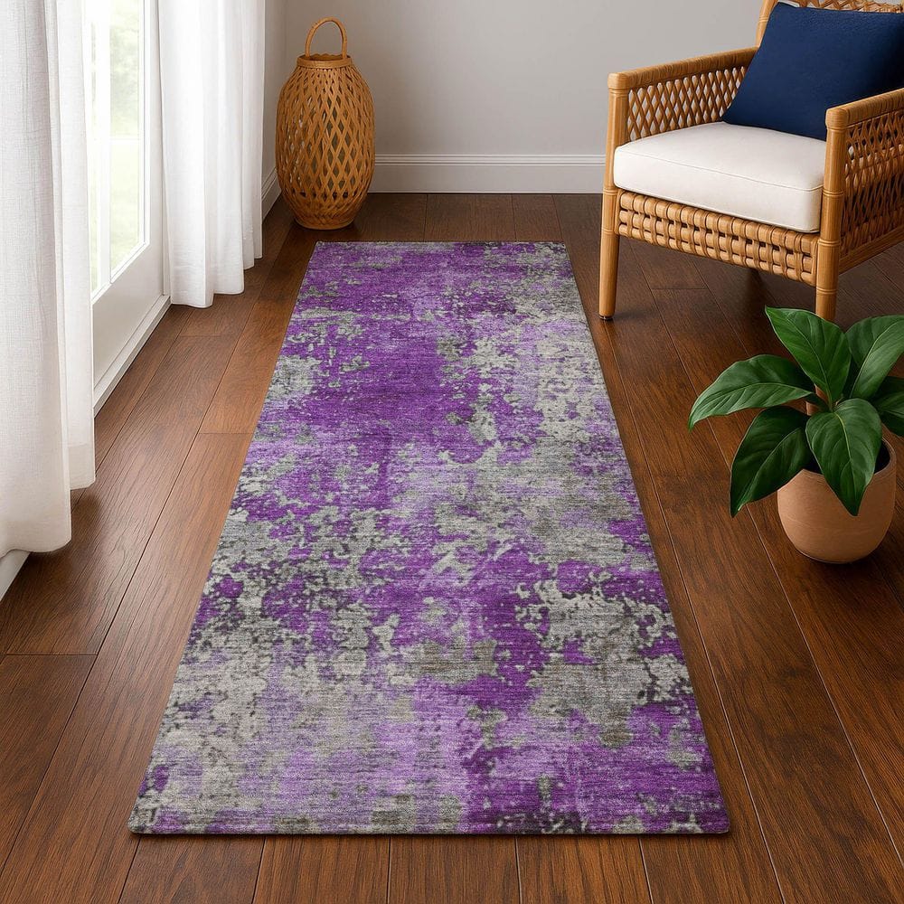 Mayfield Premium Machine Washable Abstract AMF1789 Purple 2 ft. 3 in. x 7 ft. 6 in. Runner Rug price history on PriceWatchPro