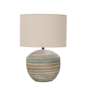 20 in. Sand Finish Table Lamp with Beige Linen Shade