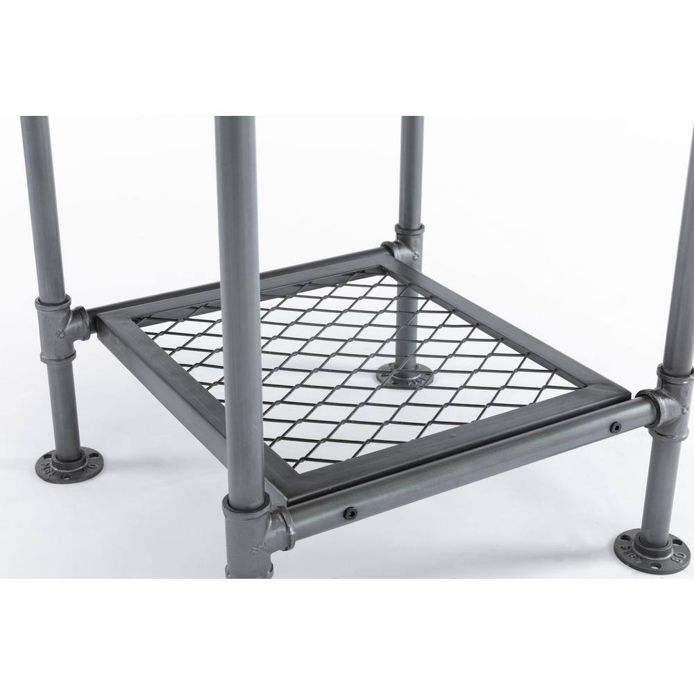 Newport Industrial Gray & Natural Fir Wood Square End Table