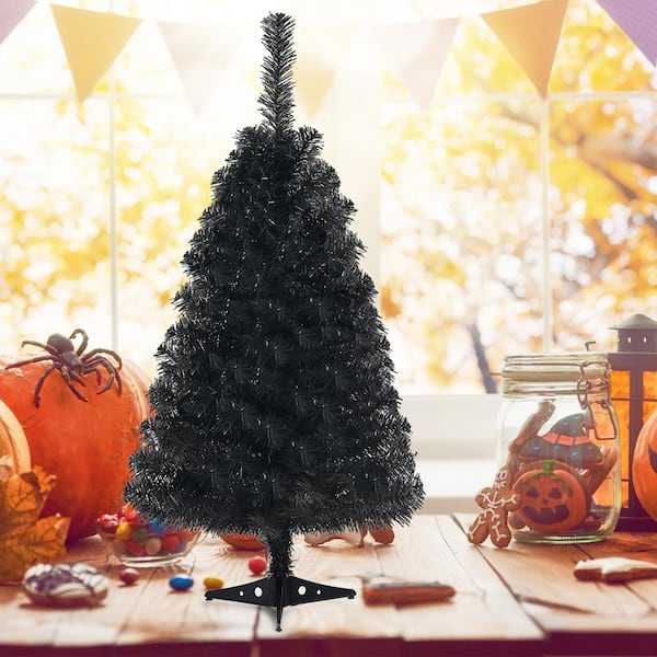 10) Christmas Halloween Black Orange Black Plastic Tree Ornaments 2.75