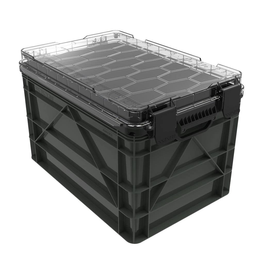 Weather Resistant Full Size Storage Bin High Stacking Capacity Heavy Duty Stackable Storage Bin w/Lid, Dividers Stealth price history on PriceWatchPro