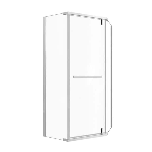 36 in. W x 72 in. H Neo Angle Pivot Frameless Corner Shower Enclosure in Matte White Finish with Clear Glass