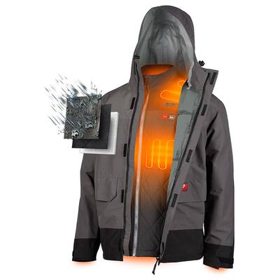 Men's M12 12-Volt Lithium-Ion Cordless Heated Quilted Jacket Kit W/ Gray Rainshell (1)2.0Ah Battery, Charger