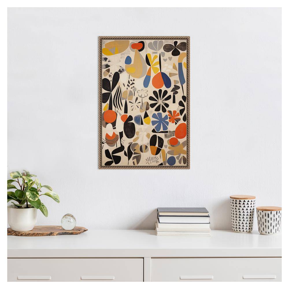 Botanical Selection Abstract Canvas Wall Art with Bronze Frame