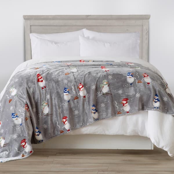 FRESHFOLDS Gray Microfiber Twin Ultra-Soft Plush Bed Blanket