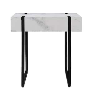 Bernadette 19.75 in. W White 19.75 in. H Square Particle Board End Table with 1-Piece