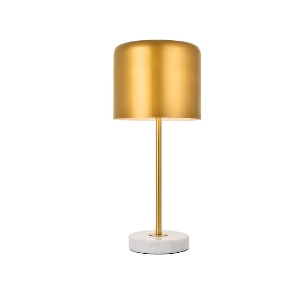 Timeless Home 21 in. H 1-Light Metal Satin Gold and White Indoor Table Lamp  LVNTL8150T10SG - The Home Depot