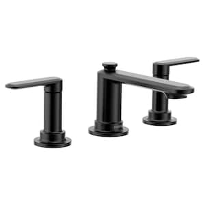 Greenfield 8 in. Widespread Double Handle Bathroom Faucet in Matte Black (Valve Included)