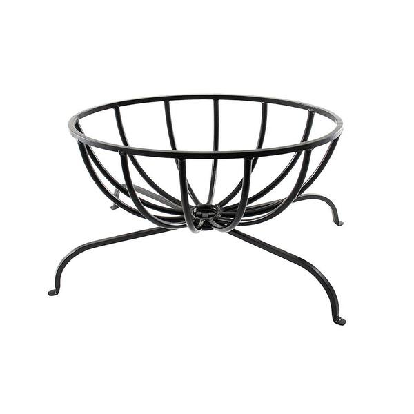 ACHLA DESIGNS 13 in. Tall x 24 in. L Black Oval Wrought Iron Basket Grate for Fireplace Logs