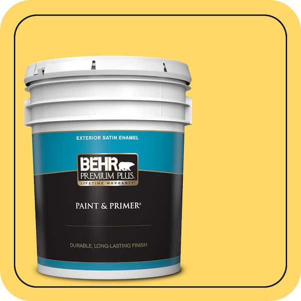 BEHR PREMIUM PLUS 5 gal. #360B-5 Citrus Satin Enamel Exterior Paint & Primer