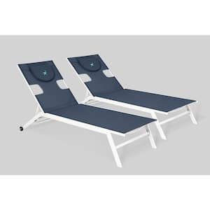 Chatham 2-Piece Metal Outdoor Chaise Lounge in Navy