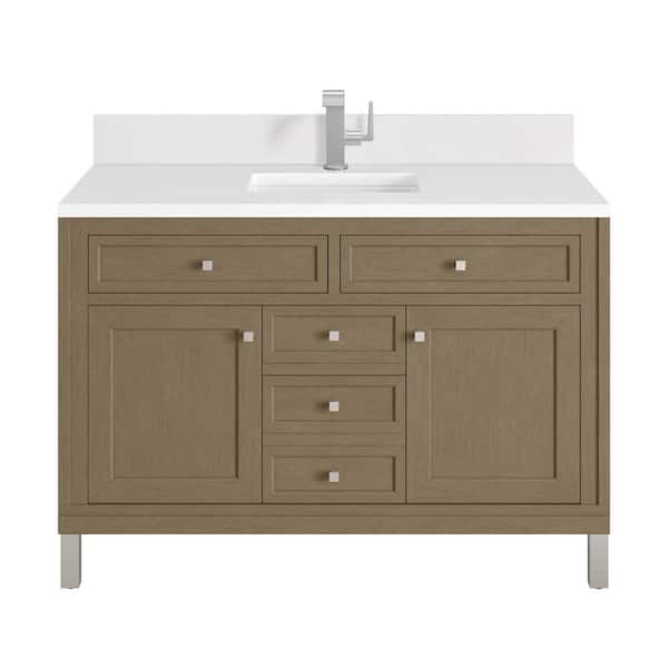 Chicago 48.0 in. W x 23.5 in. D x 33.76 in. H Single Bath Vanity in Walnut Whisper with White Zeus Silestone Quartz Top