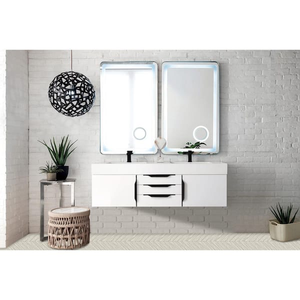 Columbia 58.8 in. W x 19.5 in. D x 15.5 in. H Double Bath Vanity Cabinet without Top in Glossy White