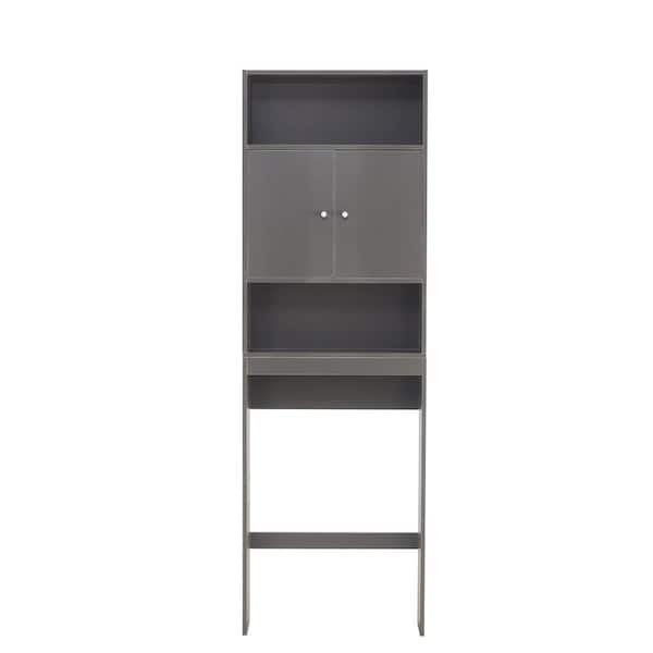 Unbranded Ursina 24.80 in. W x 76.77 in. H x 7.87 in. D Gray MDF Over-the-Toilet Storage in Grey