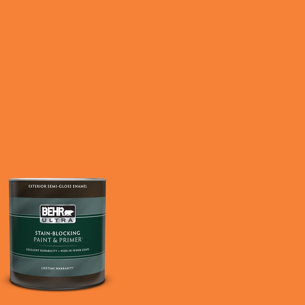 BEHR ULTRA 1 qt. 230B6 Orange Burst SemiGloss Enamel Exterior Paint