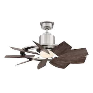 Stonemill 36 in. LED Outdoor Brushed Nickel Ceiling Fan with Light