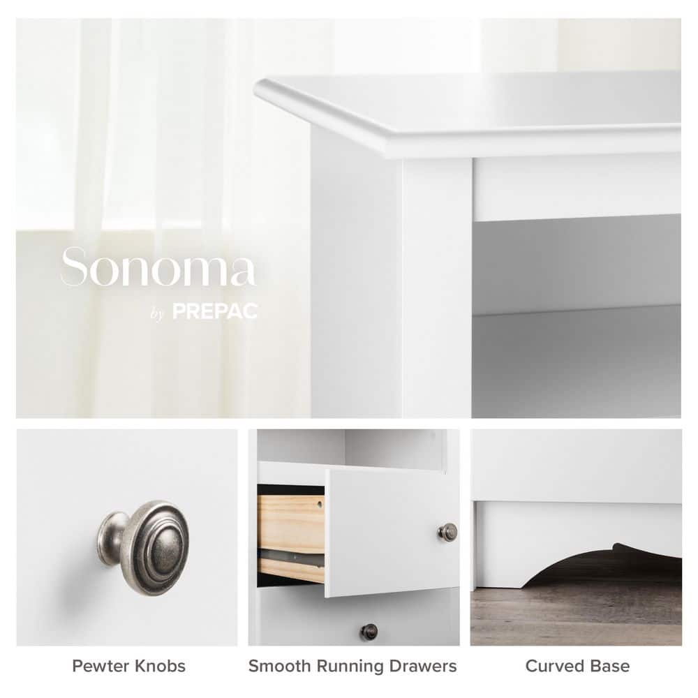 Compact Monterey 6-Drawer Nursery Dresser in White with Deep Storage
