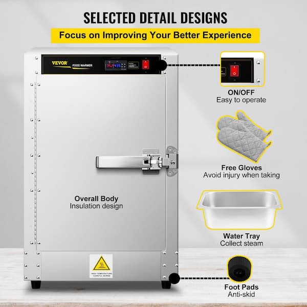 VEVOR Hot Box Food Warmer, 19x19x29 Concession Warmer with