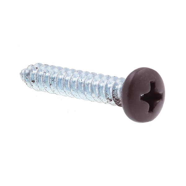 Prime-Line #8 x 1 in. Zinc Plated Steel with Brown Head Phillips Drive Pan Head Self-Tapping Sheet Metal Screws (25-Pack)