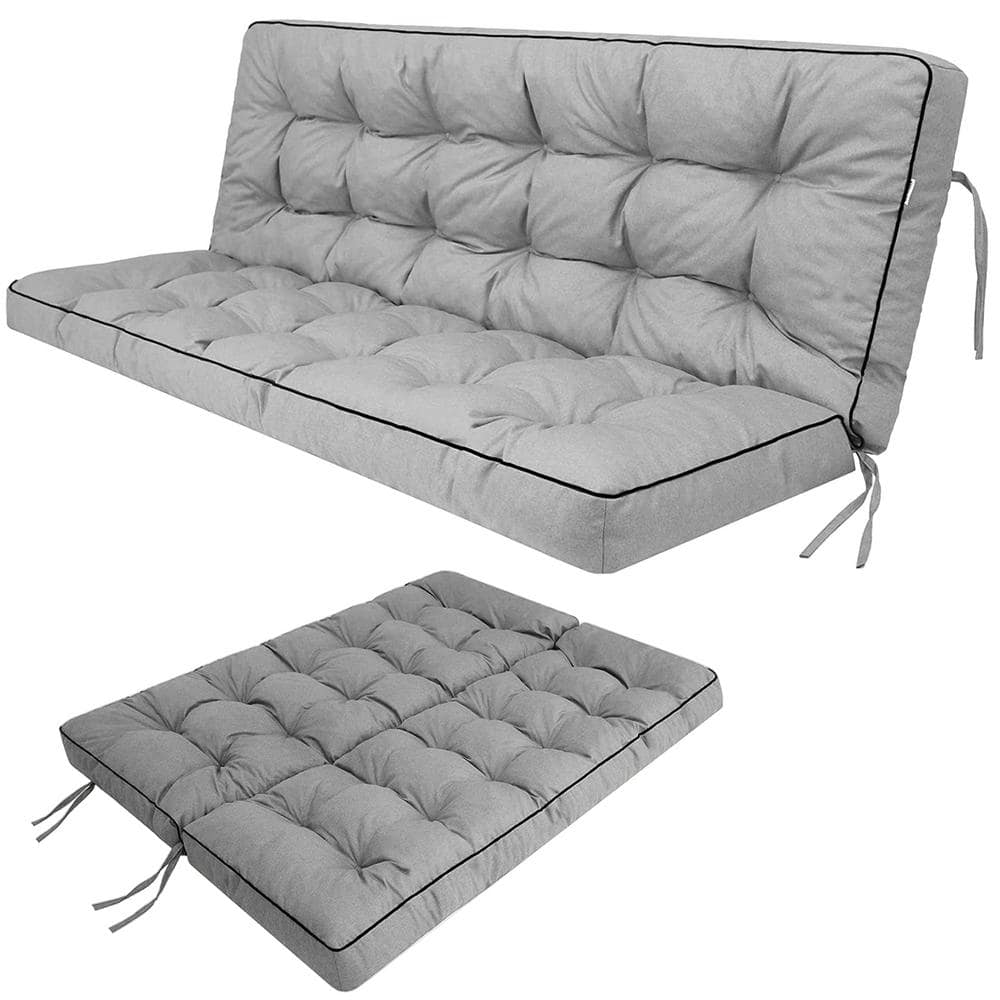 70.8 x 40 in. Outdoor Swing Cushions, Porch Swing Cushion Replacement with Backrest, Waterproof Swing Cushion Light Grey