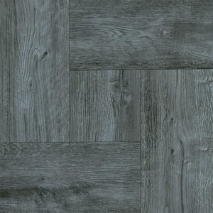 Grey Wood Parquet 3 MIL x 12 in. W x 12 in. L Peel and Stick Water Resistant Vinyl Tile Flooring (30 sqft/case)