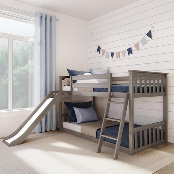 Clay Twin Over Twin Bunk Bed with Slide and Ladder