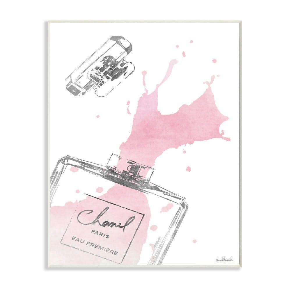 Pink Watercolor Fashion Perfume Wood Wall Plaque for Kids