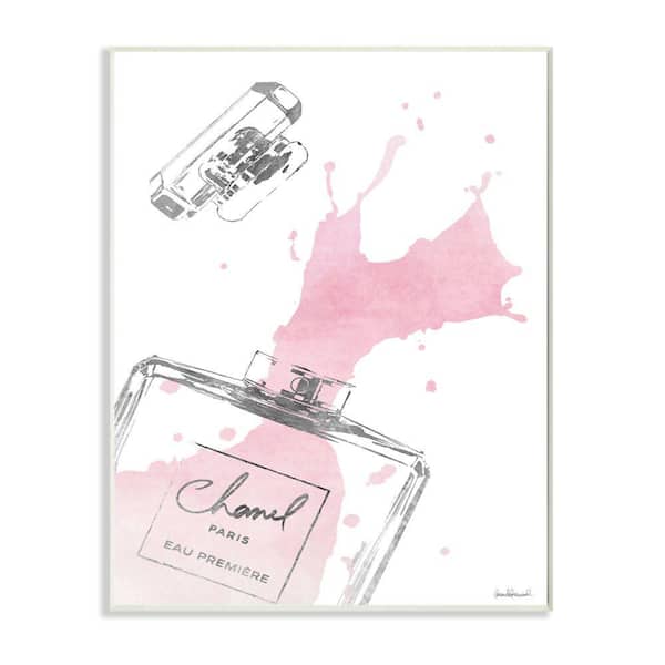 "Fashion Designer Perfume Silver Pink Watercolor" by Amanda GreenwoodWood Wall Art 19 in. x 13 in.