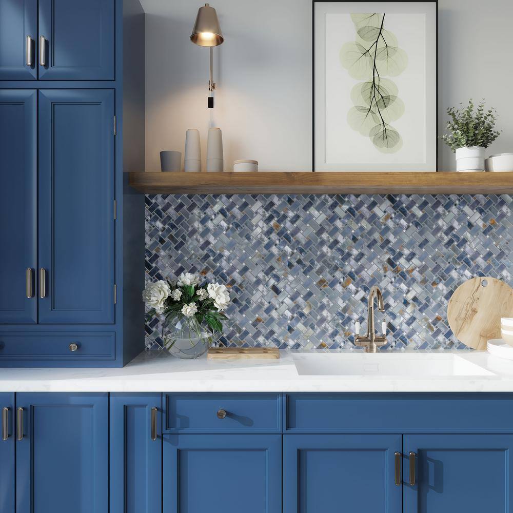 Splendor 11.81'' Matte Blue Porcelain Mosaic Tile Sheet