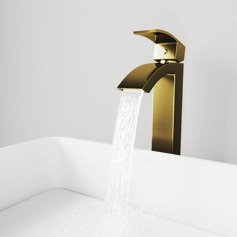 Matte Gold Single-Handle Waterfall Vessel Bathroom Faucet