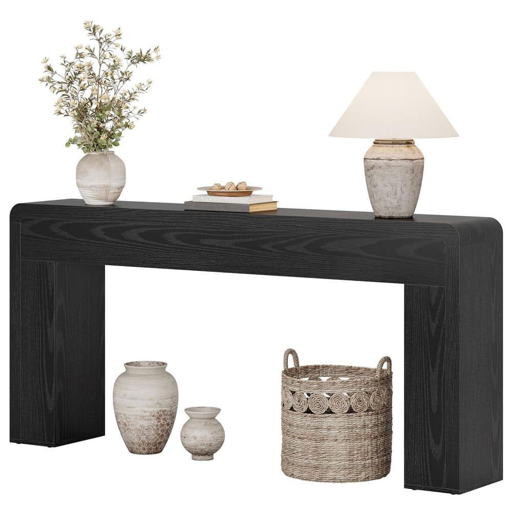 BYBLIGHT Turrella 70.87 in. Black Rectangle MDF Entryway Console Table ...