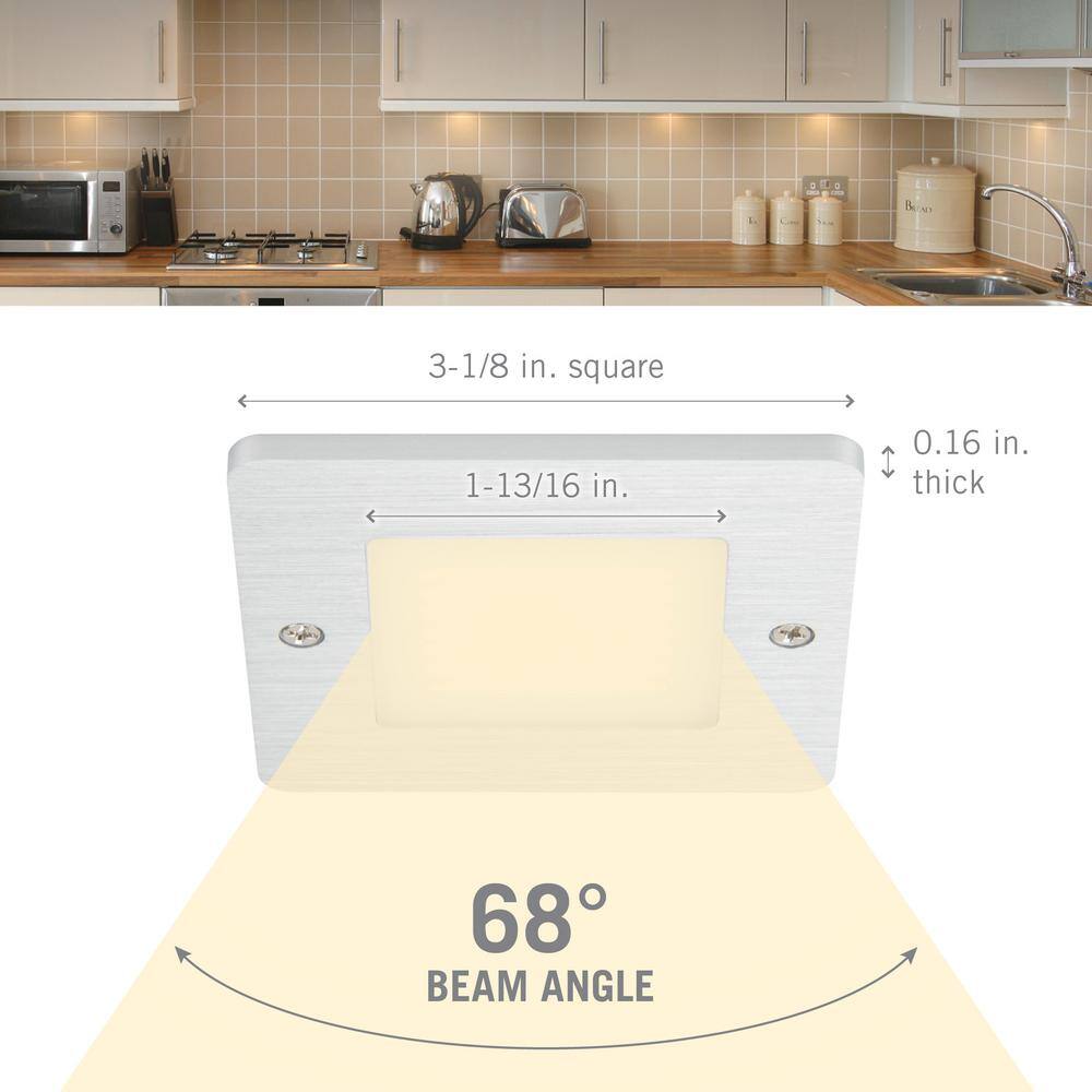 Square Low Profile Dimmable Aluminum LED Puck Light, 3000K Soft White