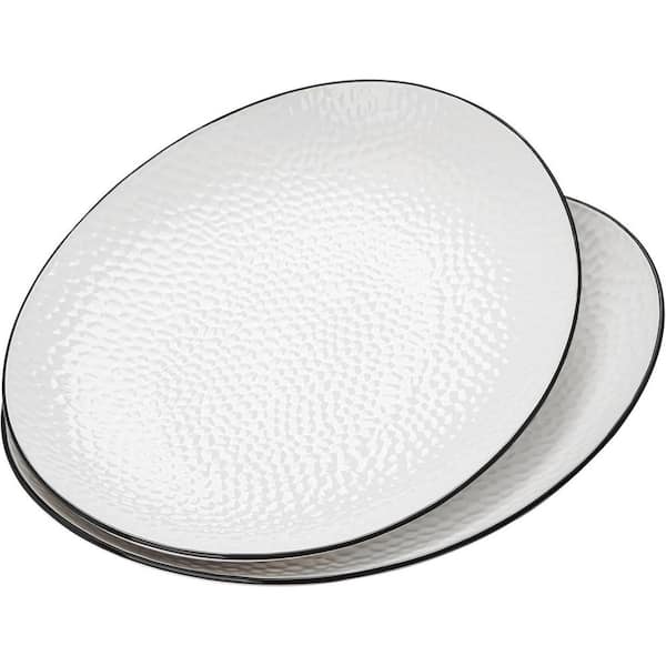2-Piece 15 in. Oval Ceramic Serving Platters White for Food/Appetizers Parties
