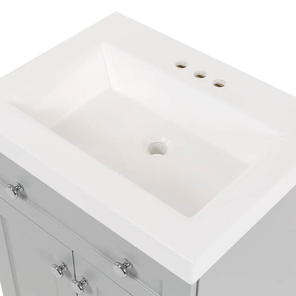 メルべ Glacier Bay Everdean 25 in. Single Sink Pearl Gray Bath