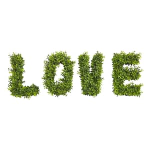 Indoor/Outdoor in. LOVE in. Boxwood Artificial Wall Decoration