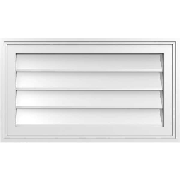 Ekena Millwork 24" x 14" Rectangular White PVC Paintable Gable Louver Vent Non-Functional