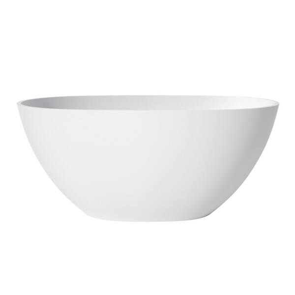 Ula 51 in. x 27 in. Solid Surface Freestanding Soaking Bathtub Stone Resin Tub in White
